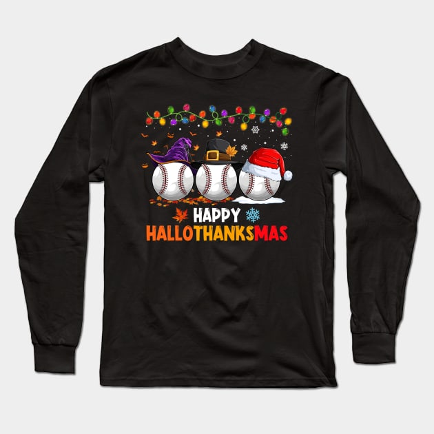 Baseball Costume Halloween Thanksgiving Christmas Happy Hallothanksmas Long Sleeve T-Shirt by Magazine